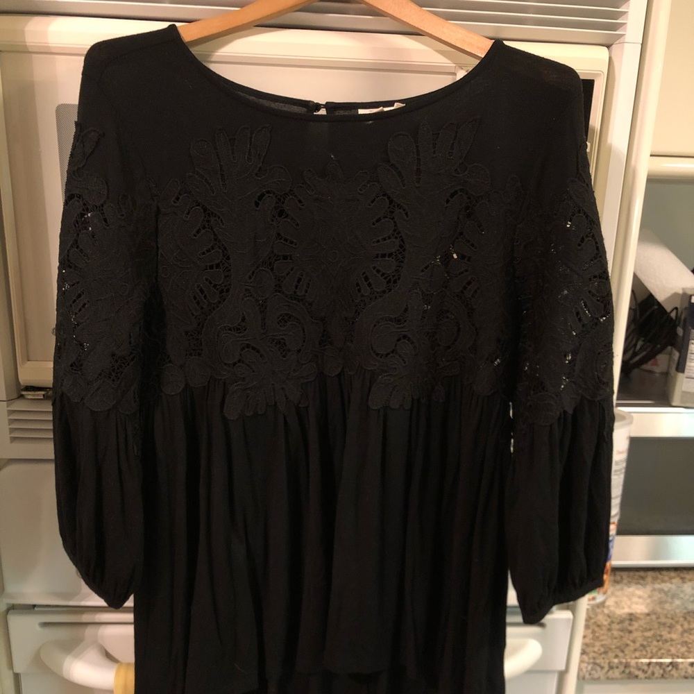Anthropologie Deletta Black Cut Out Top